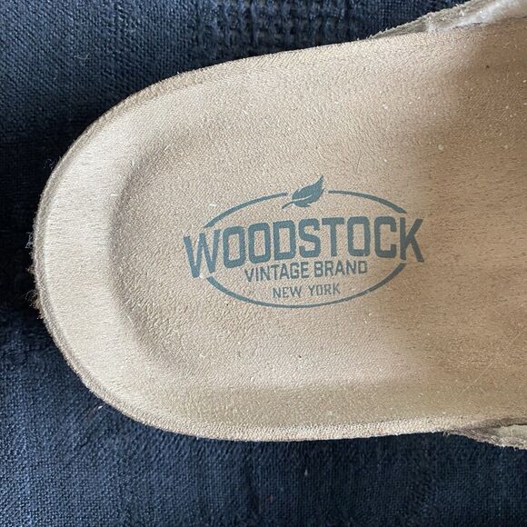 Woodstock Mens Suede Tan Bert Slides Shoes. Size 11 M. Summer Hippie. Boho. Cork - Picture 2 of 8